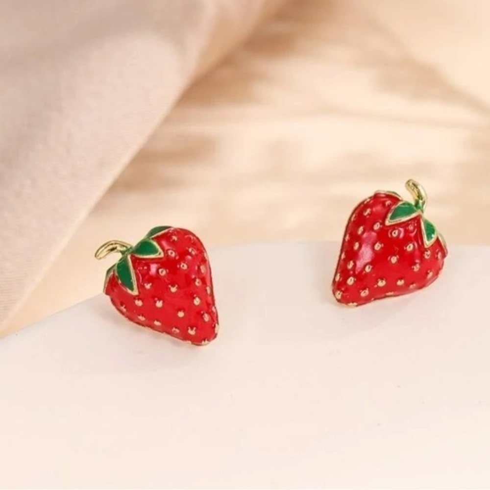 Strawberry Stud Earrings | Fruit Jewelry